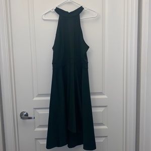 Cute high/low hunter green dress - wedding guest style